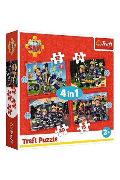 Trefl Set de puzzle-uri 4 în 1, Trefl, Sam, pompierul, 12x15x20x24 piese, 28x...