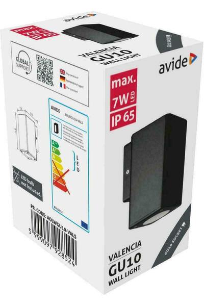 Avide AOLWGU 10-VALS Εξωτερικό Φωτιστικό Τοίχου GU 10 IP 65 45 x 23.5 x 34.5cm