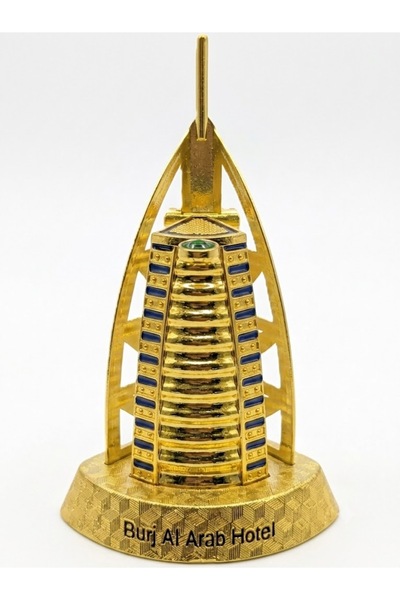 ZARORA Burj Al Arab Model with Helipad, Gold Alloy, Vintage Style, Dubai Souv...