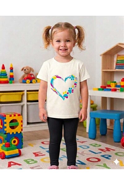 CINARIUM Girl's Black Scuba Fabric Leggings and Printed T-Shirt Set 2-8 Years...