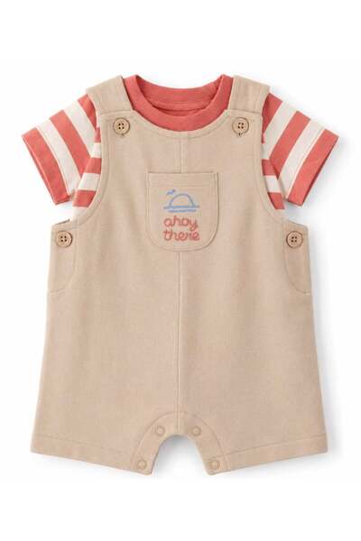 Carter's Carters Erkek Bebek Gemi Temalı Çizgili Salopet Takım 6-24 Ay HAKİ