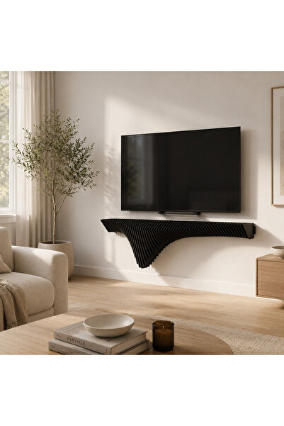 Barida Sanat Modern Parametrik Duvar Rafı, TV Ünitesi, %100 MDF Lake boyalı