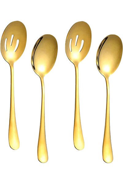 Generic 4 Pieces Serving Spoons Set, Includes 2 Serving Spoons and 2 Slotted ...