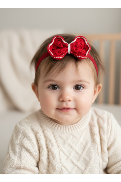 egomi kalpten gelen elle üretilen Hand-Knitted Red Baby Bandana