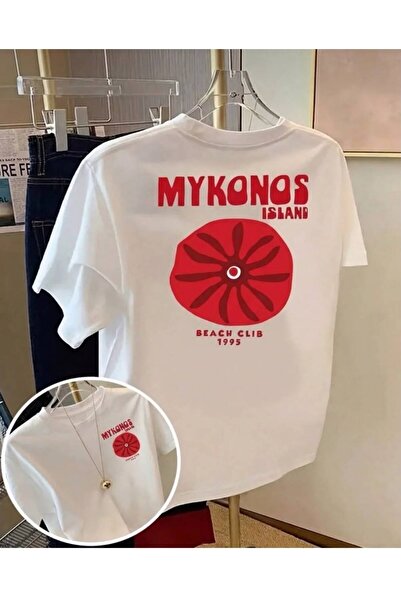 Marco Fresco TRICOU ALB UNISEX CU GULER ROTUND ȘI IMPRIMEU CLUB DE PLAJĂ INSU...