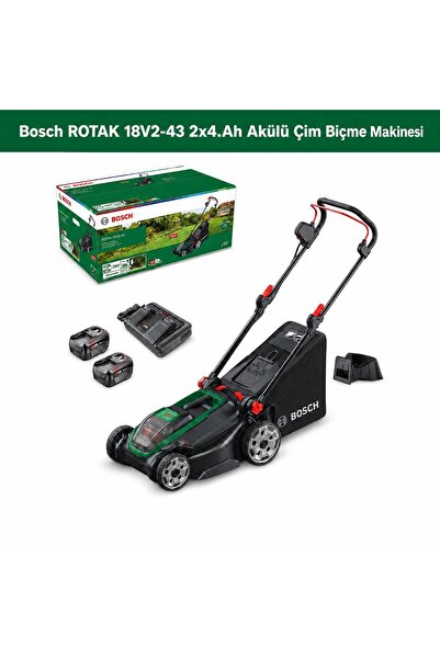 Bosch Rotak 18V2-43 (2x 4.0Ah, Çift Akü) Çim Biçme Makinesi