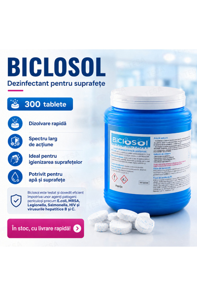 Biclosol Dezinfectant tablete pe bază de clor, pentru piscine, fântâni și mul...