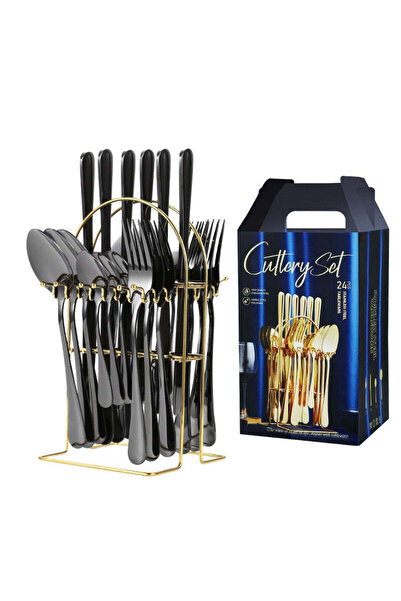 Vivendo Set tacamuri 24 piese cu suport, otel inoxidabil