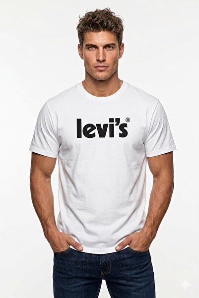 Levi's تيشيرت رجالي أبيض بقصة مريحة