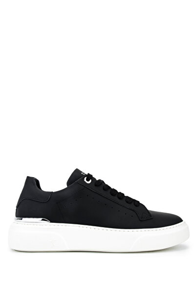 Tamer Tanca Men's Genuine Leather Black Sneakers & Sports Shoes