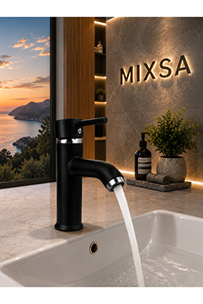 MİXSA صنبور حوض غسيل ثابت من النحاس الفاخر باللون الأسود، تصميم خاص، صنبور حو...