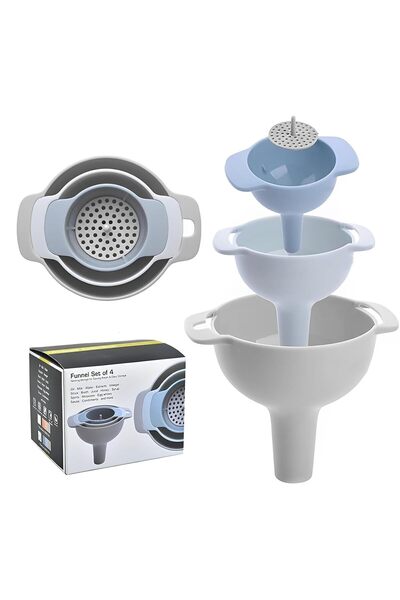 Arabest 3 PCS Plastic Funnels Set, 4 in 1 Funnel Set, PP Plastic, Removable K...