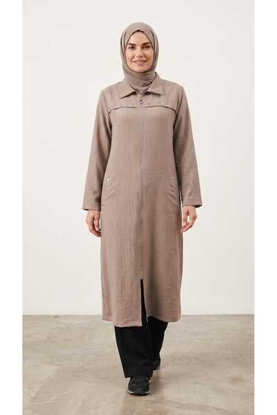 ECE GİYİM Women's Cap with Front Zipper, Side Pockets, and Collar