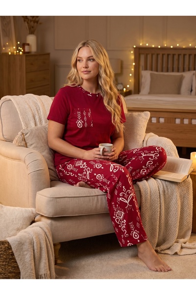 Lohussa New Season Women's Burgundy Patterned Summer Comfortable Fit Special ...