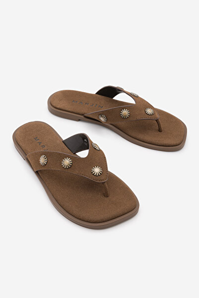 Marjin Women's Flat Toe Flip-Flop Slippers with Strap and Buckle, Govalo Brow...