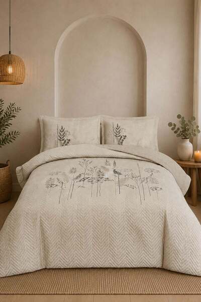 Özdilek Conium Four Seasons Quilted Duvet Cover Set Double - Cream