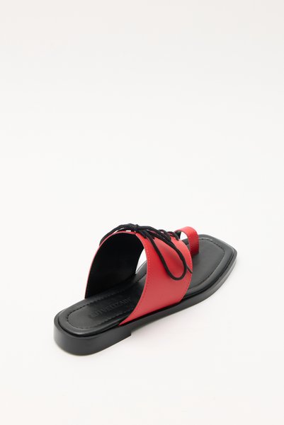 LUTVELIZADE Slippers 2607 - Red Women's Flip-Flops with Lace Detail