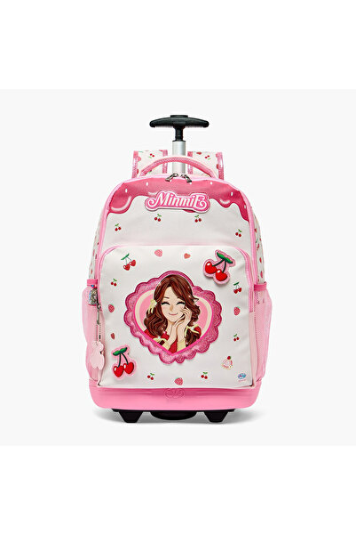minmie Printed Trolley Backpack for Girls 8-13 Years with Adjustable Shoulder...