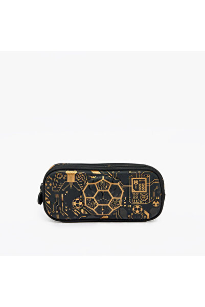 Lifestyle Football Print Pencil Case with 2 Compartments