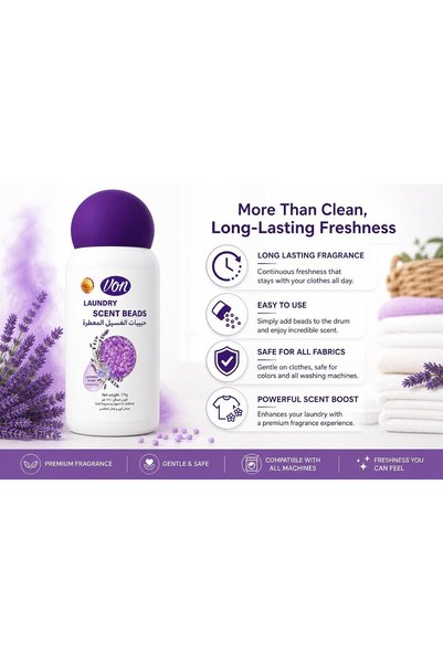 VON Lavender Scent Booster Beads for Laundry 175g - Long Lasting Fabric Softener, Scent Boosters & Unstoppables Beads