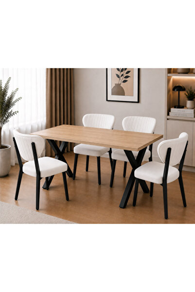 Cosargroup ELMA Sandalye 70X110 ÇAM Yemek Masası Mutfak Masası 4 Kişilik Masa...