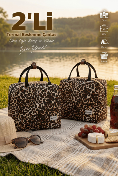 SürLaz 2-Piece Thermal Lunch Box - Heat Insulated, Waterproof, Meal Bag for S...