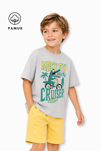 difa kids Crocodile Printed Casual Short Sleeve Summer Boy's T-Shirt