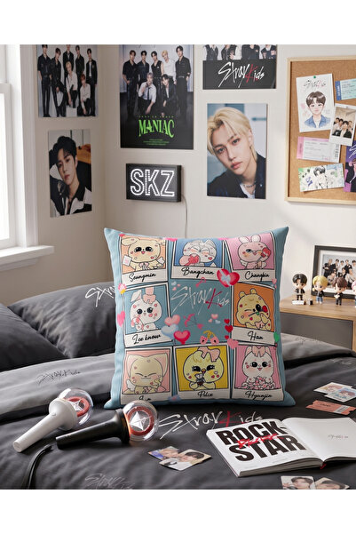 Toum Stray Kids SKZOO Slatka ukrasna jastučnica 33 x 33 sa likovima