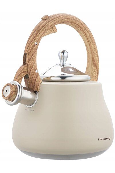 Klausberg Ceainic cu fluier KB-7919 2,8L inducție gaz oțel inoxidabil bej