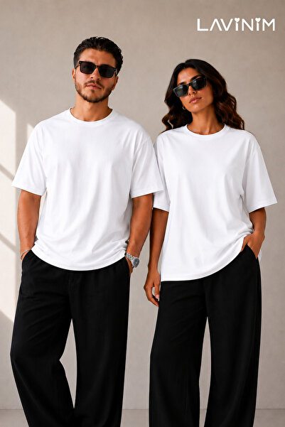 LAVİNİM Sevgili Kombini Oversize Unisex Basic Couple Çift Tişört