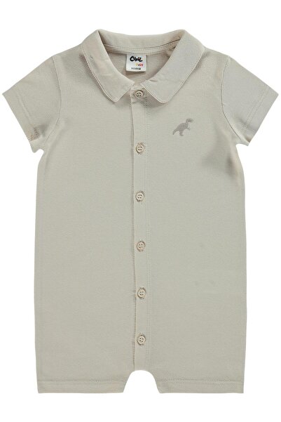 Civil Baby B26Y098 Dinozor Nakışlı 6-18 Ay Tulum - Bej