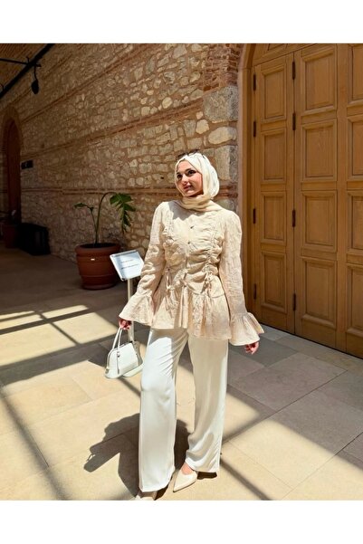 MODA S&S BZLİNE بلوزة من الدانتيل بتصميم عتيق على طراز الحكايات الخيالية