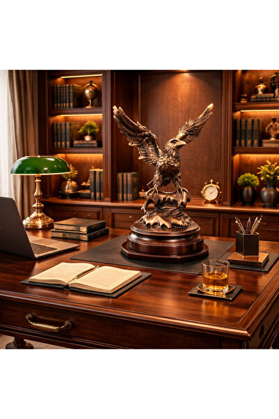 Vivendo Statueta decorativa Vultur – finisaj auriu bronzat 19 x13 x24.5 cm
