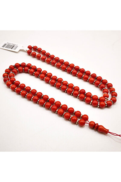 Generic Laser Coral Rosary 99 Beads 5mm Red Prayer Beads with Silver Spacers ...