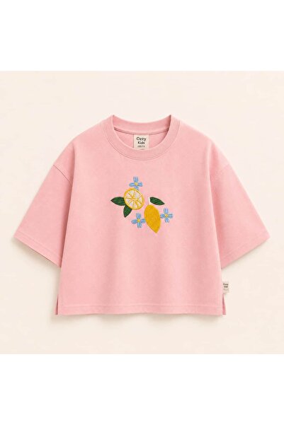 OZZY KİDS Girl's Lemon Embroidered T-Shirt