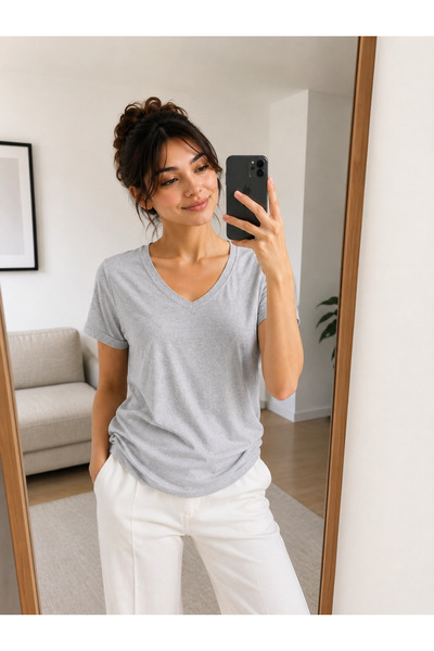 WE&ME Women's Basic Short Sleeve T-Shirt Soft Textured 100% Cotton Casual T-S...