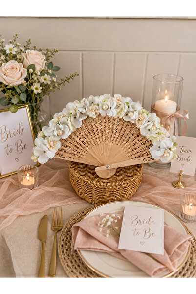 hanec Gelin Yelpazesi Çiçekli, Bride To Be, Nedime Yelpazesi, Bekarlığa Veda,...
