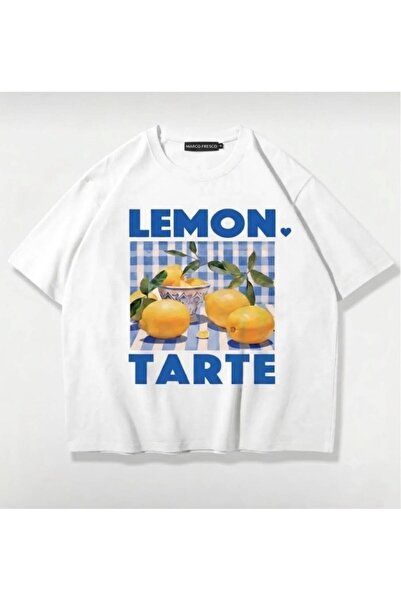 Marco Fresco TRICOU CU GULER ROTUND CU IMPRIMEU LEMON TARTE