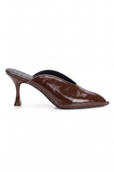 La Vivien Women's Stylish 9 cm Heeled Pointed Toe Open-Front Slippers