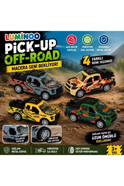 Luminoo Off Road Pick-Up Çekbırak Oyuncak Araba Metal Gövdeli Arazi Aracı