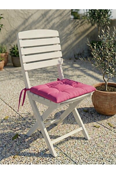 ELİTE COLLECTİON Sandalye Minderi 40x40 | Pamuklu Kumaş, Bağcıklı Kaymaz Taba...