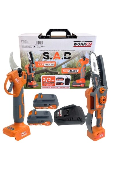 sad Set de 2 scule electrice fără fir, ferăstrău electric de 180 mm și foarfe...