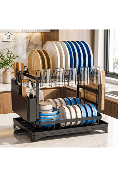 Elindor Scurgător de vase etajat Elindor ® Suport pentru farfurii pentru chiu...