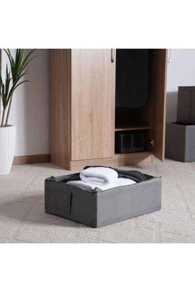 PAN HOME صندوق تخزين قابل للطي سهل الاستخدام بسحاب 44x55x19 سم - رمادي