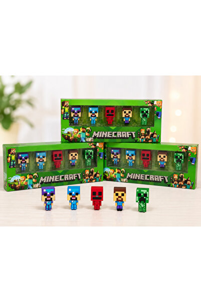 Toyzoy Toys Minecraft Blok Karakter Figür Seti 5'li Mini Oyuncak Koleksiyonu