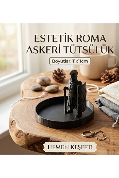 DESİGN Dekoratif Siyah Roma Askeri Tasarım Tütsülük - 11x11 cm Estetik Biblo