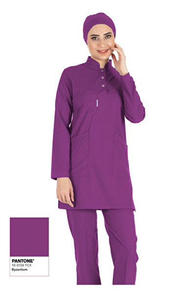 Alsancak Üniforma Byzantium Purple Thin Fabric Lycra Hijab Nurse Uniform and ...