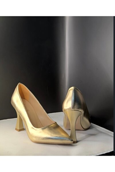 Genel Markalar Kadın Gold Sivri Burun Kadeh Topuklu Stiletto