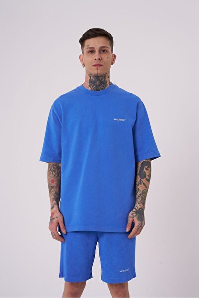 Machinist Tricou relaxat lavabil pentru bărbați, cu efect albastru deschis