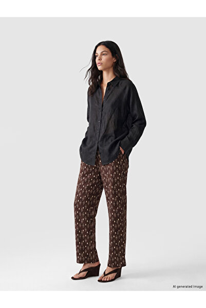 LC Waikiki Peak New Season Wide Leg Relax Fit Patterned Women's Trousers
